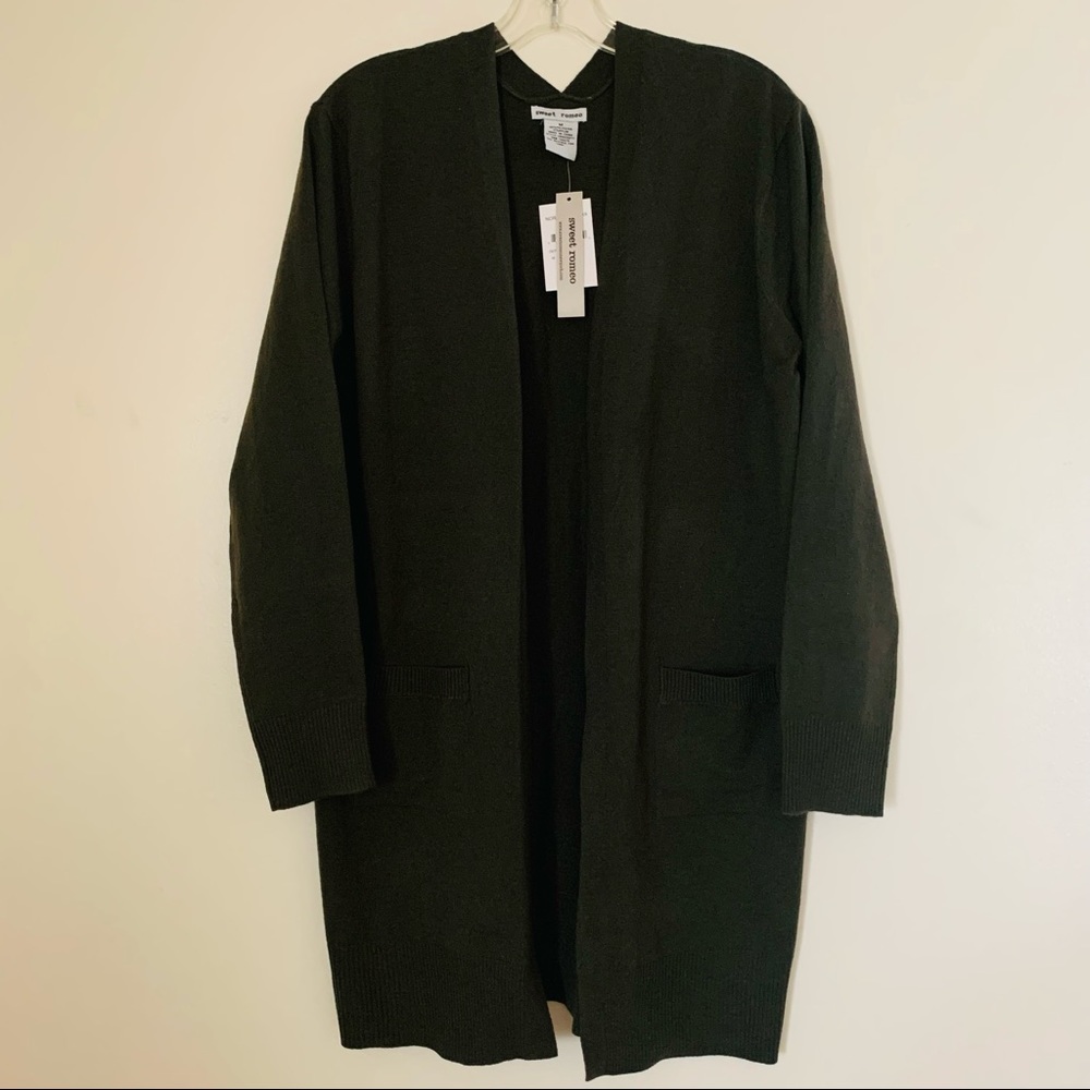 NWT Sweet Romeo Open Drape Cardigan Olive Green